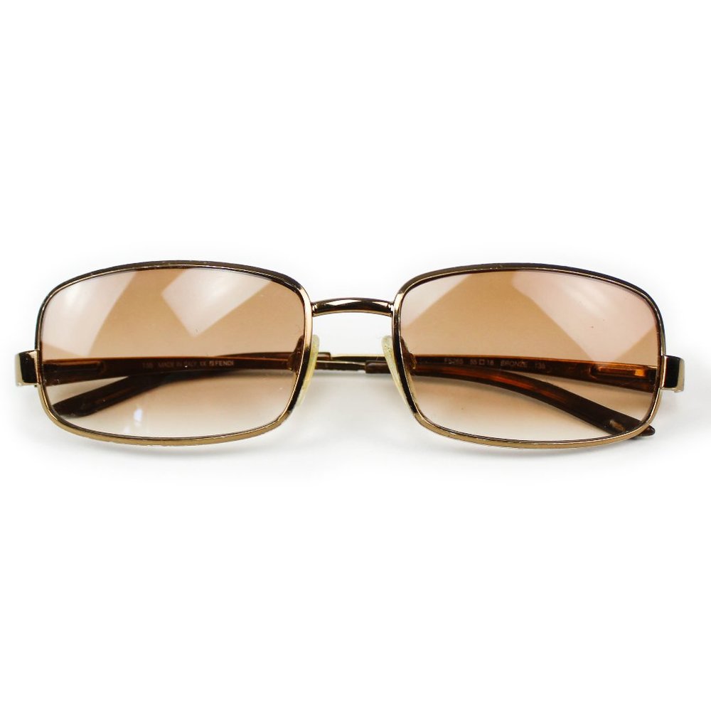 VTG Fendi F5265 Gold Metal Rectangular Prescription Sunglasses Frames Only Italy